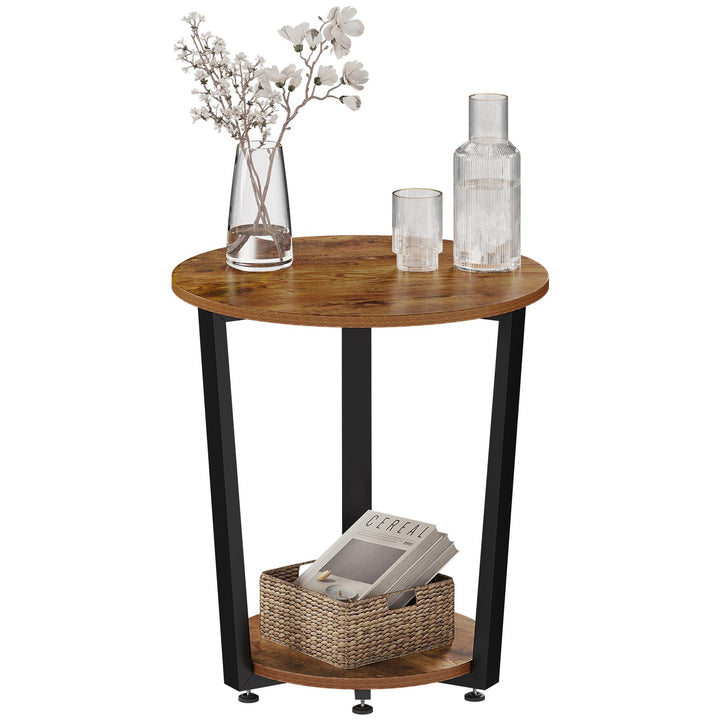 WOLTU Couchtisch rund, Beistelltisch modern, Wohnzimmertisch klein, Sofatisch mit 2 Ablagen, Wohnzim