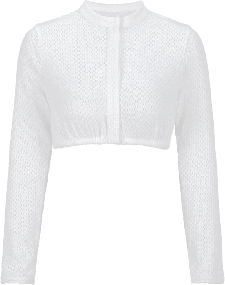 Dirndlwelle Dirndlbluse Damen Langarm 3/4 Arm Trachtenbluse Klassisch Dirndl Bluse Kurzarm für Oktob