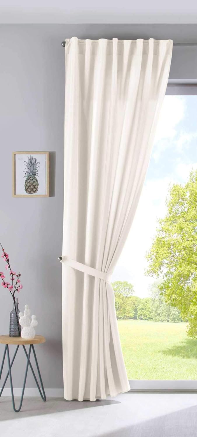 2er Set Vorhänge Verdeckte Schlaufen Cationic »JENA« HxB 250x300 cm Creme Blickdicht Leinen Optik Ga