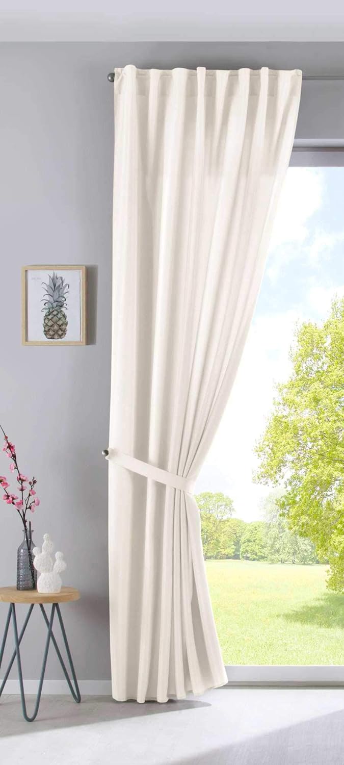 Vorhang Verdeckte Schlaufen Cationic »JENA« HxB 250x300 cm Creme Blickdicht Leinen Optik Gardine Mel