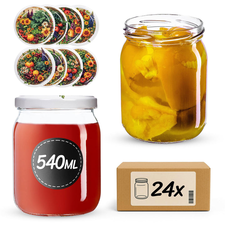 KADAX Einmachgläser 540ml TO82, Sturzgläser Mason Jar mit Schraubdeckel, Luftdichte Twist-off Gläser