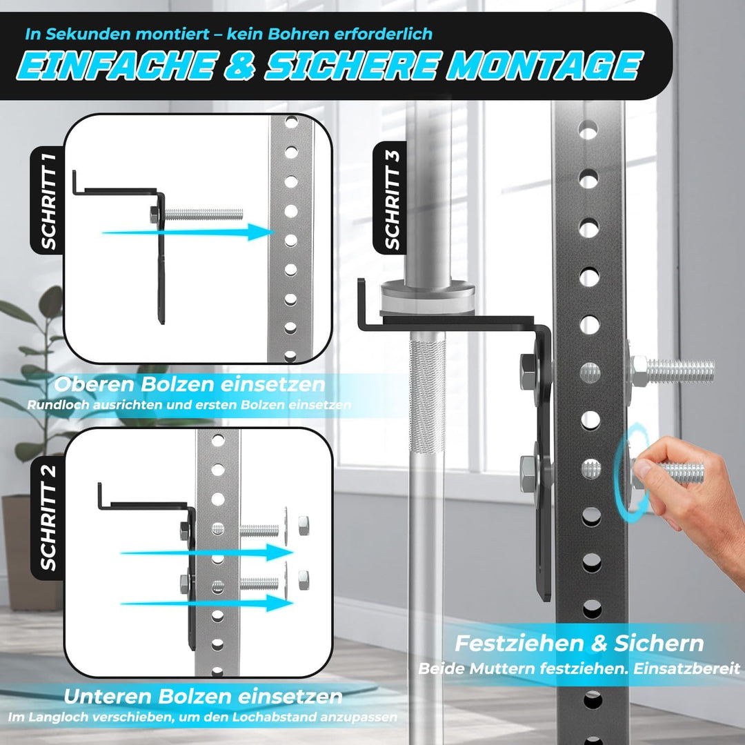 J Bryant Universeller Rack-montierter Langhantelhalter, passend für 2x2 / 2x3 / 3x3 Power Racks, kom
