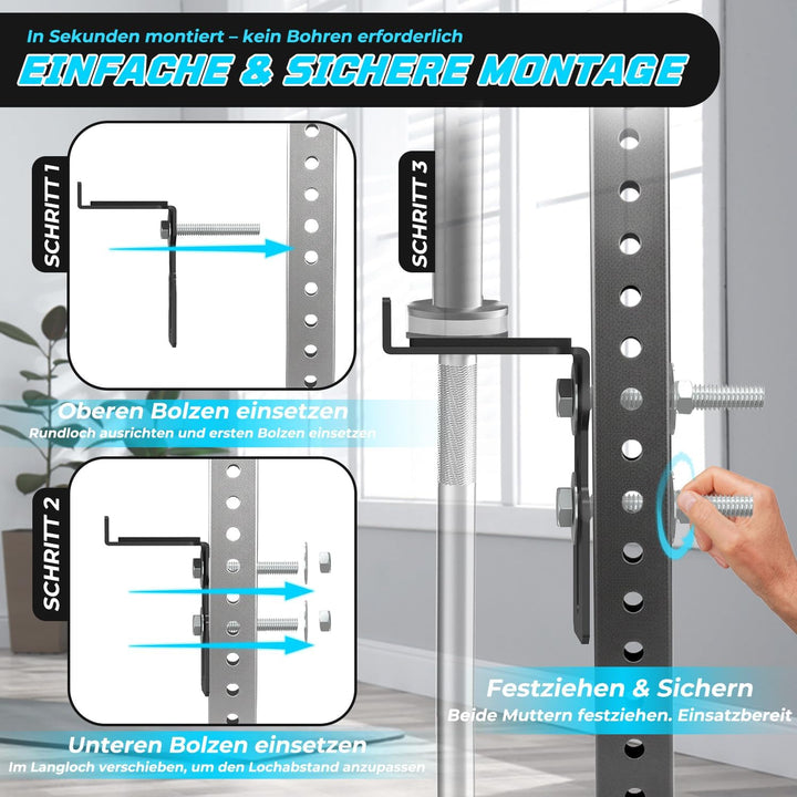 J Bryant Universeller Rack-montierter Langhantelhalter, passend für 2x2 / 2x3 / 3x3 Power Racks, kom