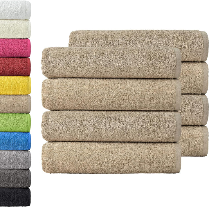 NatureMark 8er Spar-Pack Frottier Handtücher, Handtuch-Set, 50 x 100 cm, Sand/Beige, 100% Baumwolle,