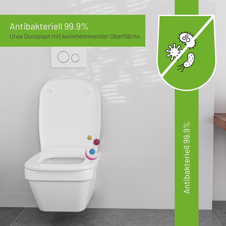 LUVETT® D260 Toilettendeckel mit Absenkautomatik D Form Weiss - SoftClose Klodeckel Abnehmbar - Klob