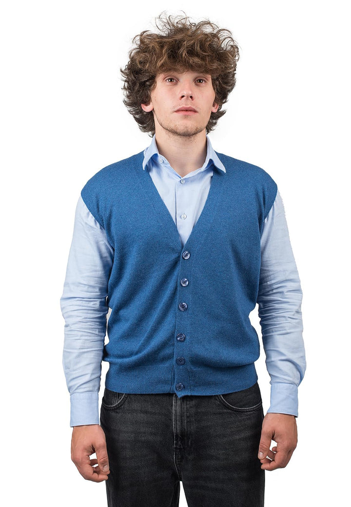 Dalle Piane Cashmere - Weste mit Knöpfen aus Kaschmirmischung, Made in Italy - Herren S Blu Royal, S