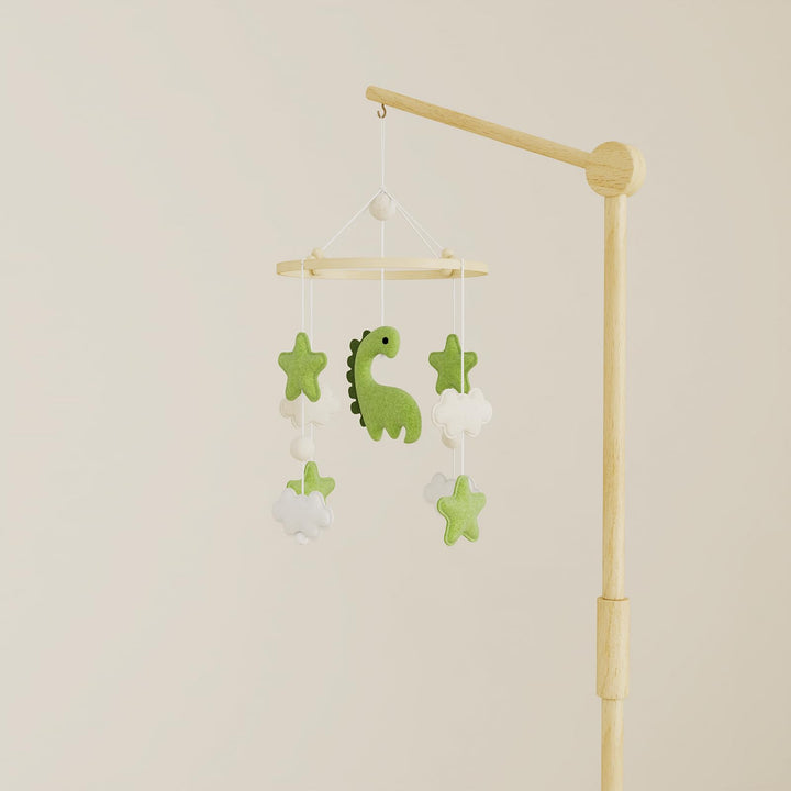 Waldino Baby Mobile Babybett, handgemachtes Filz Babymobile mit Dino, Sternen und Wolken, Mobile Bab