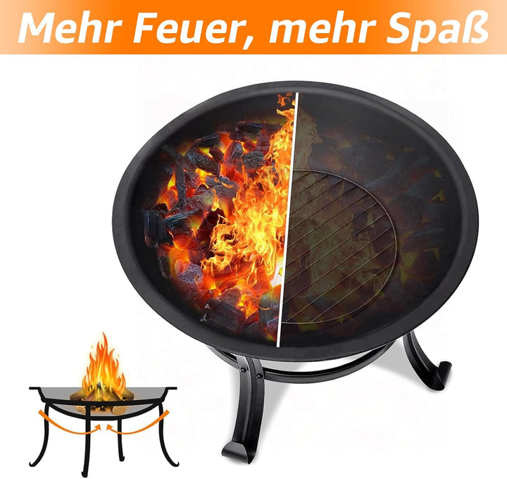 Garpans Feuerschale mit Funkenschutz,Outdoor Feuerstelle Feuerkorb für Heizung, Fire Pit Garten, Cam