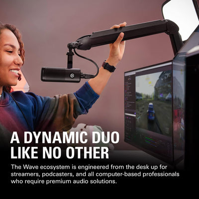 Elgato Wave DX – Dynamisches XLR-Mikro & Wave Mic Arm - Premium Streaming Boom Arm mit Kabelkanälen