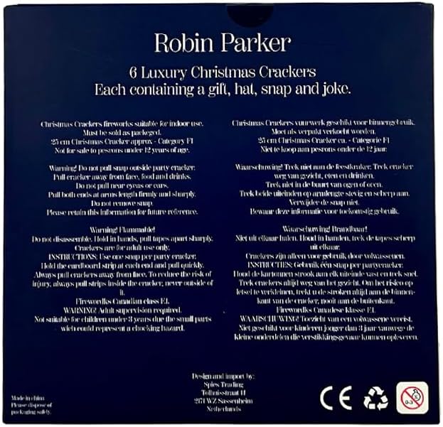 Christmas Crackers Van Robin Parker - 27 x 26 x 4,5 cm - Kerst Crackers - Kerstcadeau - Cadeau - Ker