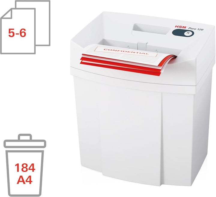 Aktenvernichter HSM Pure 120, Sicherheitsstufe 4, 6 Blatt (Partikelschnitt), 6 Blatt P4 Partikelschn