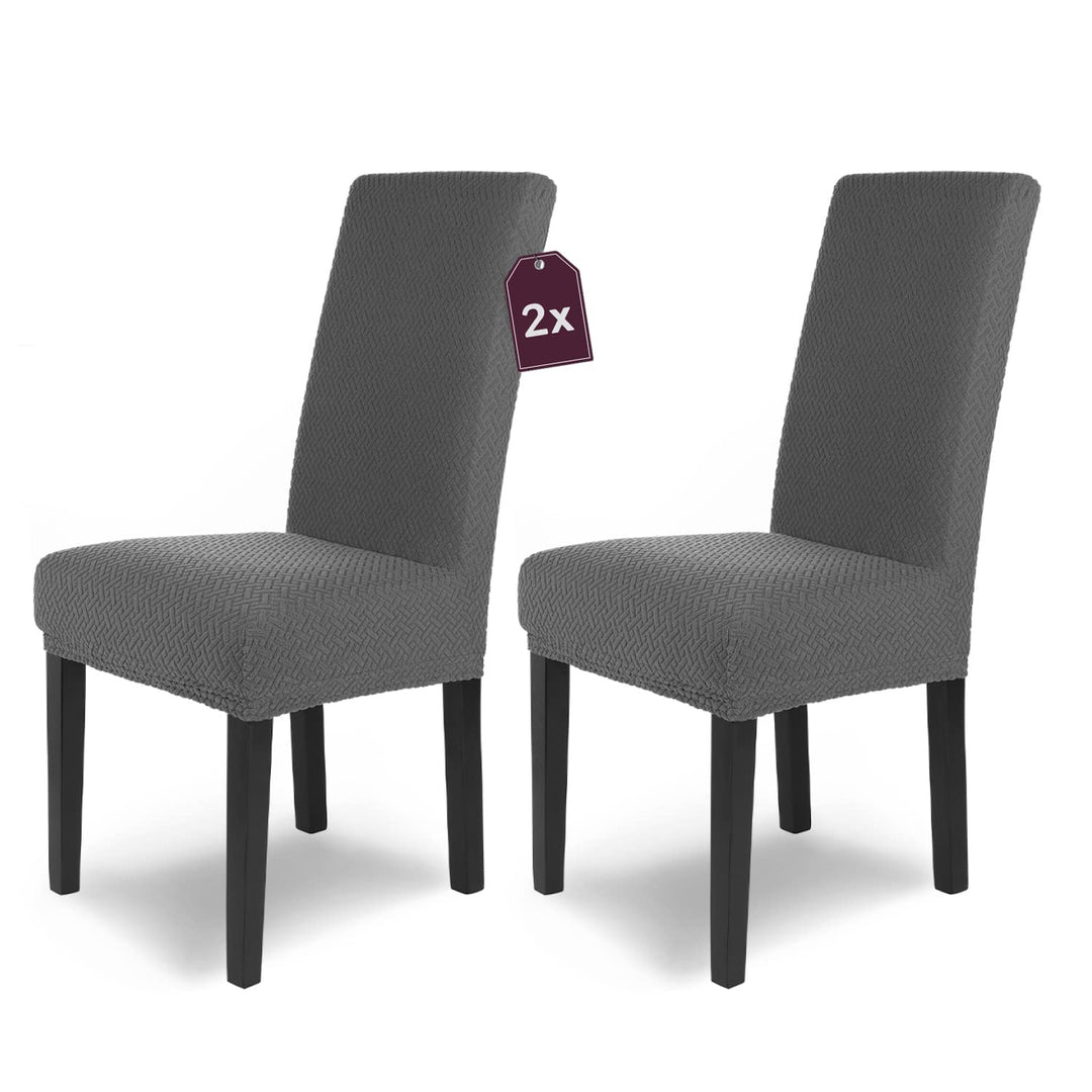 SCHEFFLER-Home Stuhlhussen Stretch Luna/Stuhlhussen 2er Set Anthrazit / / elastische Flanell Stuhlab