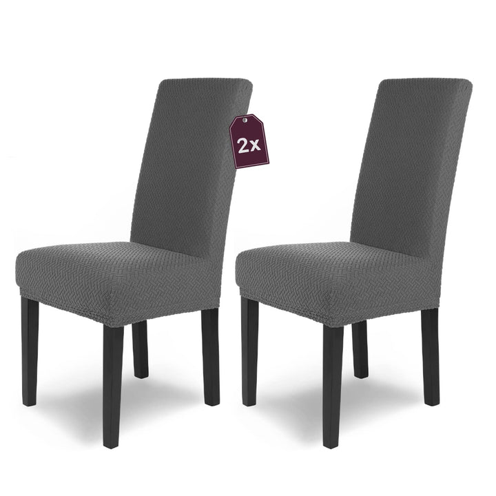 SCHEFFLER-Home Stuhlhussen Stretch Luna/Stuhlhussen 2er Set Anthrazit / / elastische Flanell Stuhlab