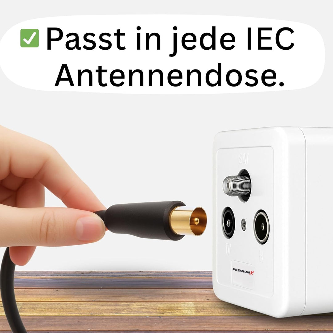 Premium X 30m Basic-LINE TV Antennenkabel IEC-Anschlusskabel Koaxial-Kabel mit Mantelstromfilter HDT
