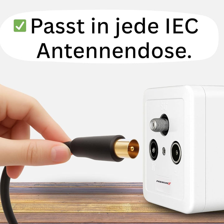 Premium X 30m Basic-LINE TV Antennenkabel IEC-Anschlusskabel Koaxial-Kabel mit Mantelstromfilter HDT