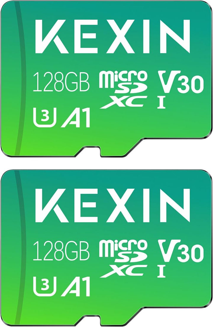 KEXIN 128GB Micro SD Karte 2er-Pack MicroSDXC C10 U3 V30 A1, Bis 90MB/s Lesegeschwindigkeit 4K UHD,
