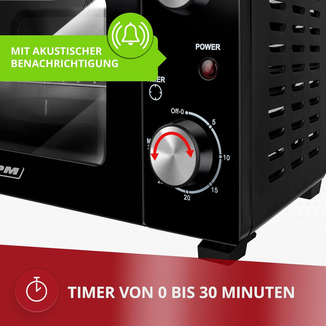 MPM - MPE-13 - Mini-Backofen - Freistehend - 10 L- mit Ober-/ Unterhitze - mit Backblech und Gitter