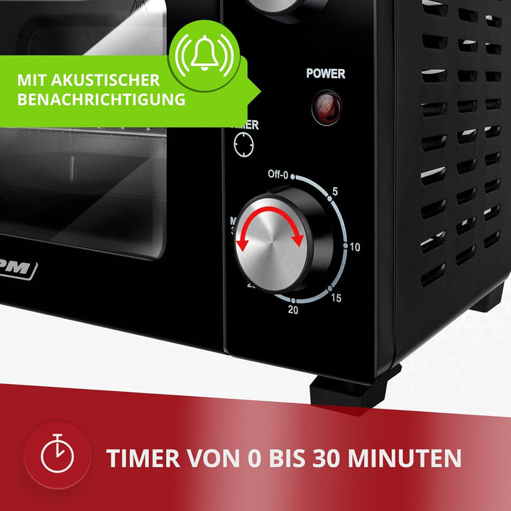 MPM - MPE-13 - Mini-Backofen - Freistehend - 10 L- mit Ober-/ Unterhitze - mit Backblech und Gitter