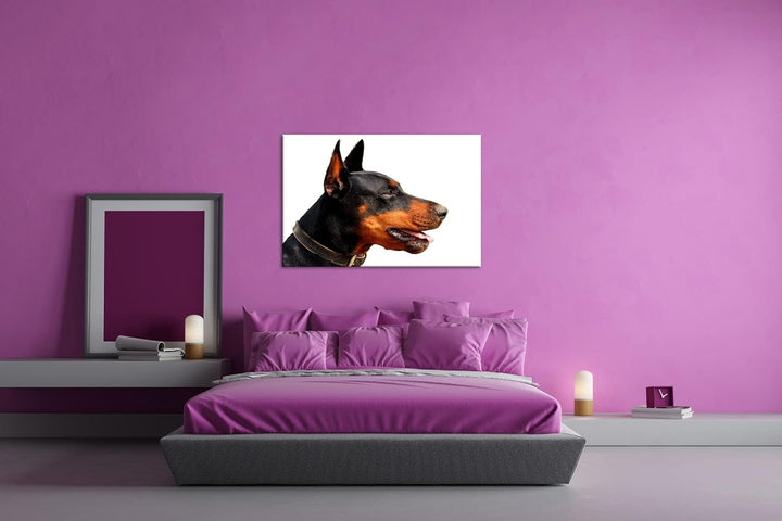 deyoli Portrait eines Dobermannes Format: 100x70 als Leinwand, Motiv fertig gerahmt auf Echtholzrahm