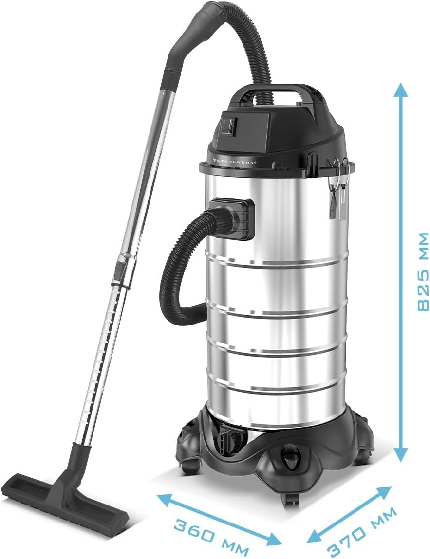 STAHLWERK Nass- und Trockensauger VCL-1500 ST – 1500 W Industriesauger mit 40 l Edelstahlbehälter, B
