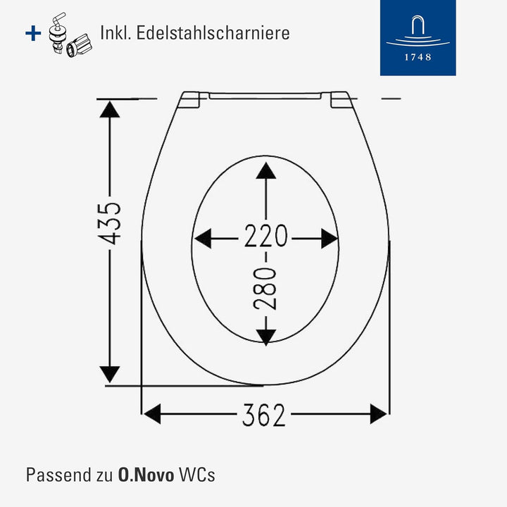 Villeroy & Boch WC-Sitz O.novo - Toilettendeckel Weiss im Semi Wrap-over Design aus robustem Duropla