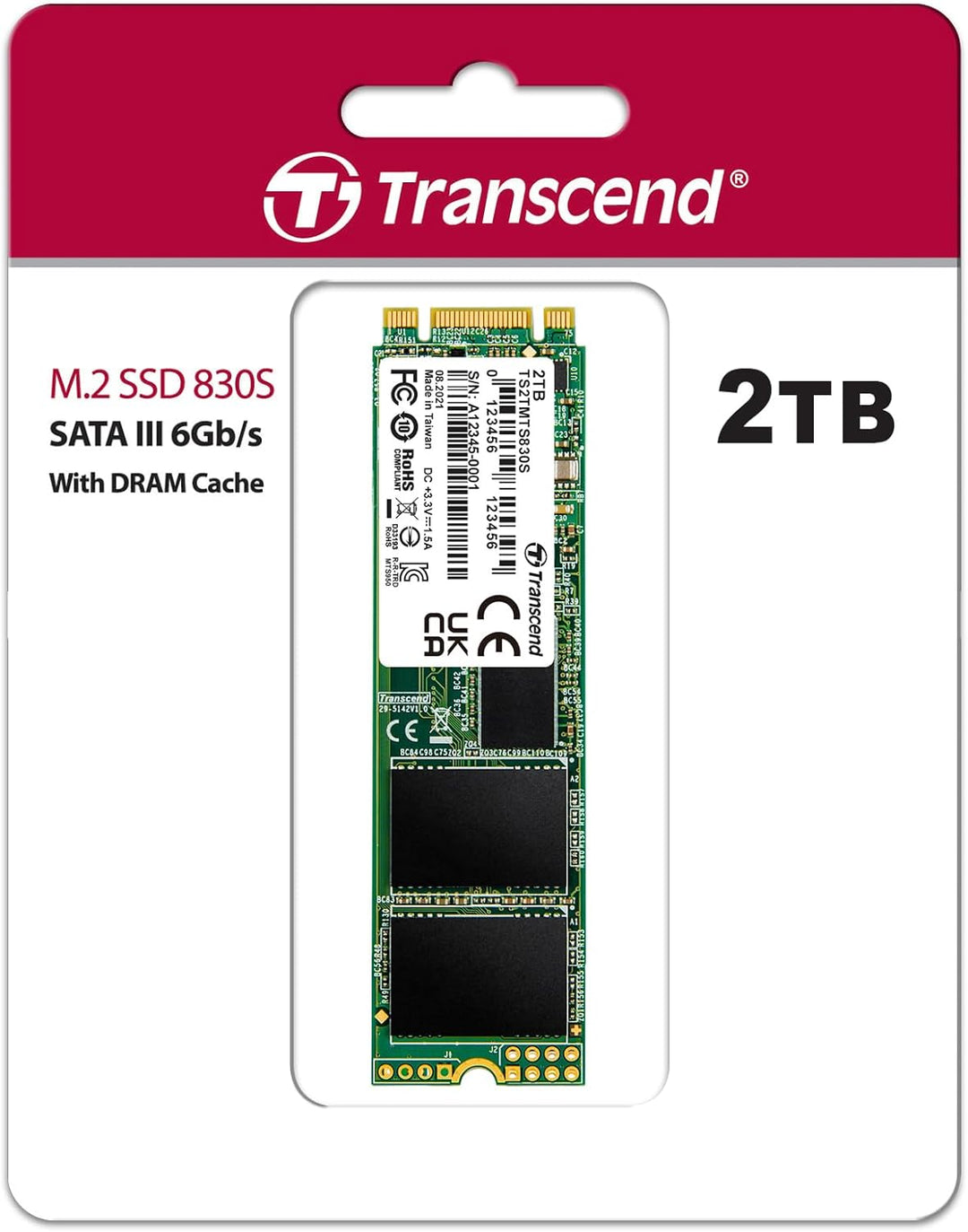 Transcend 2TB SATA III 6GB/S MTS830S 80 mm m.2 SSD 830S SSD TS2TMTS830S 2TB 80 mm, 2TB 80 mm