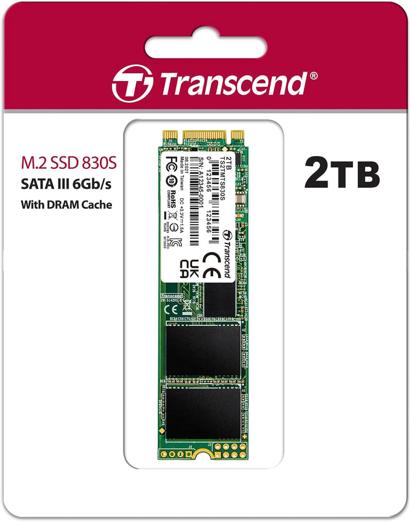 Transcend 2TB SATA III 6GB/S MTS830S 80 mm m.2 SSD 830S SSD TS2TMTS830S 2TB 80 mm, 2TB 80 mm