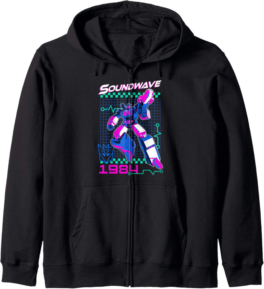 Transformers Soundwave 1984 Retro Grid Logo Kapuzenjacke