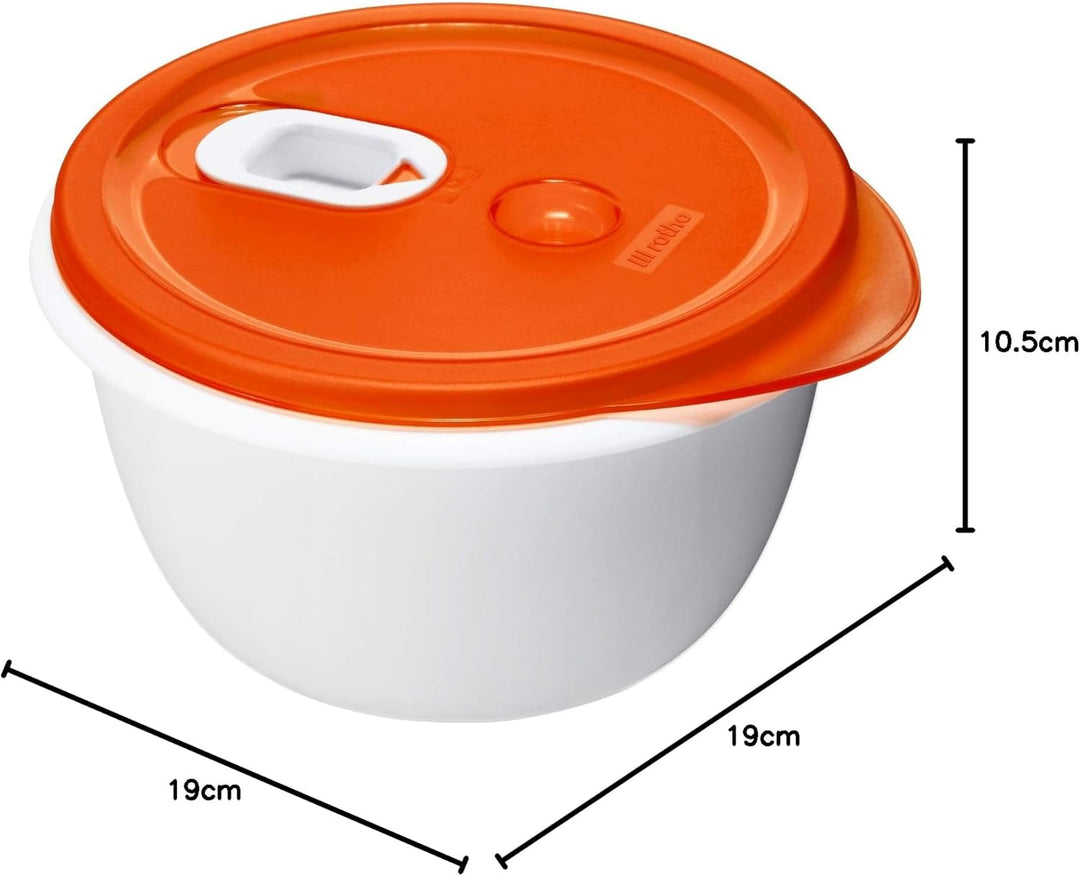 Rotho Micro Clever Mikrowellendose 1.6l mit Deckel und Ventil, Kunststoff (PP) BPA-frei, rot/weiss,