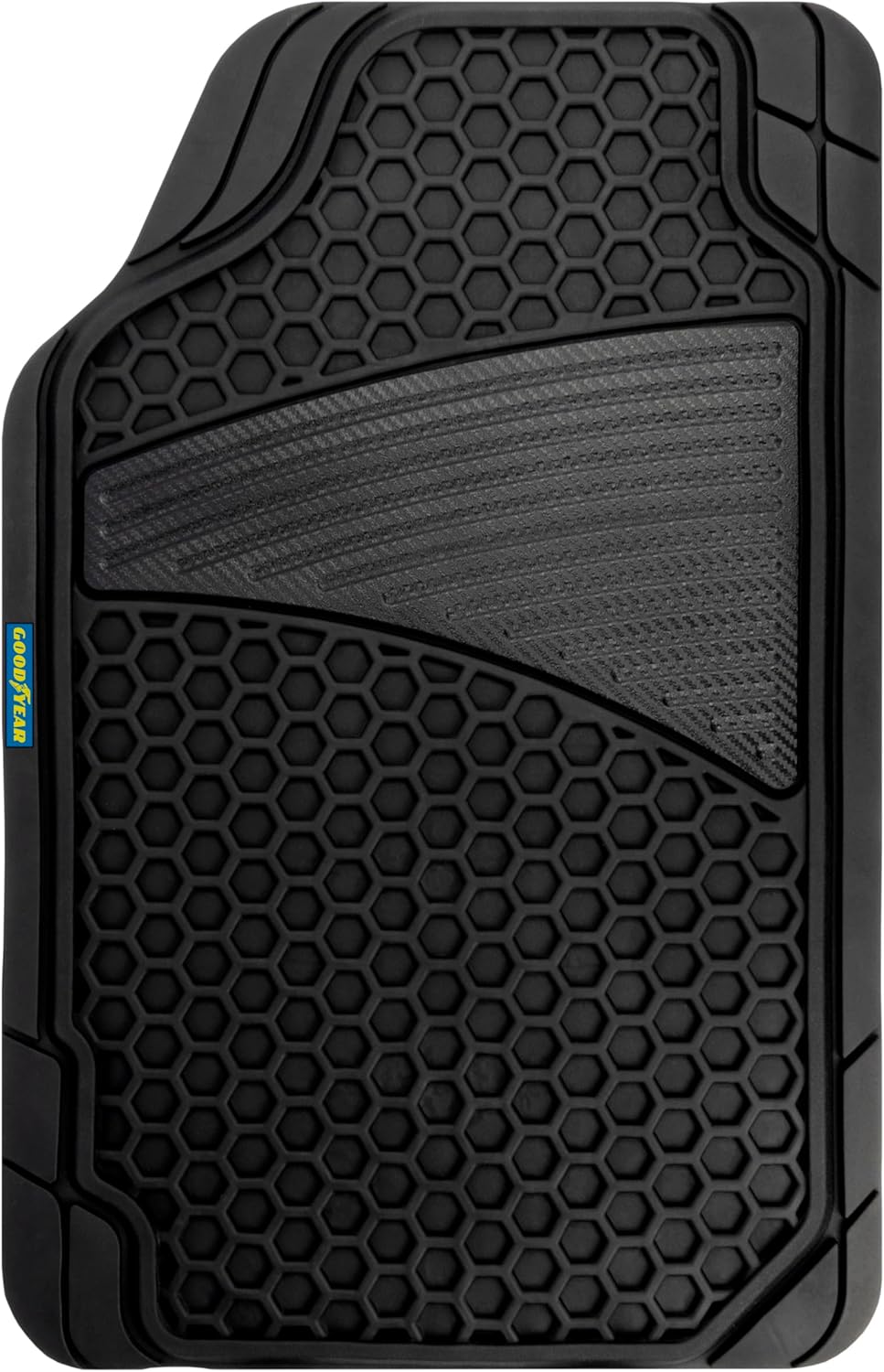Goodyear GOD9016 Gummiteppichset, Wabenmotiv mit Klettverschlussbrücke, Schwarze BIENENWABE GUMMI SC