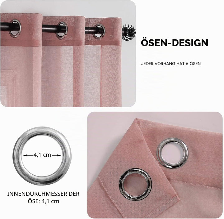 MIULEE Sheer Voile Vorhang Weihnachtsdeko mit Ösen Transparente Optik Gardine Ösenvorhang Ösenschal