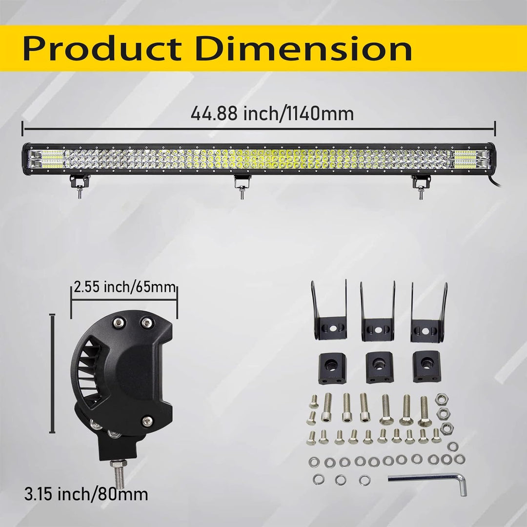 PICAA 45 Zoll 612W 3 Rows LED Lightbar Auto 12V 24V Led Lichtbalken Arbeitsscheinwerfer Bar 6000K We