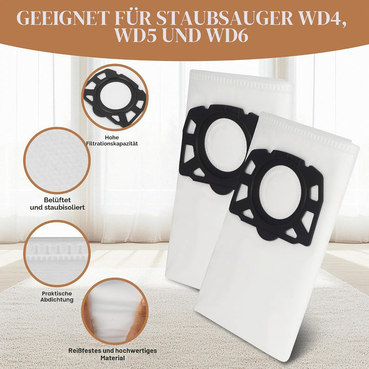12 Staubsaugerbeutel für Kärcher WD4/WD5/WD6/WD5P/WD6P/MV4/MV5/MV6,Für Kärcher 2.863-006.0,Für Ersat