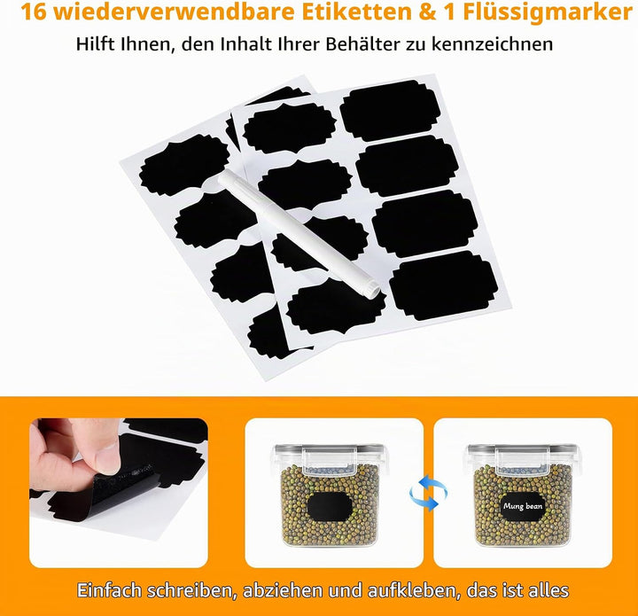 0.8L Vorratsdosen Luftdicht 8er Set, Müsli Schüttdose &amp; Frischhaltedosen, BPA frei Kunststoff luftdi