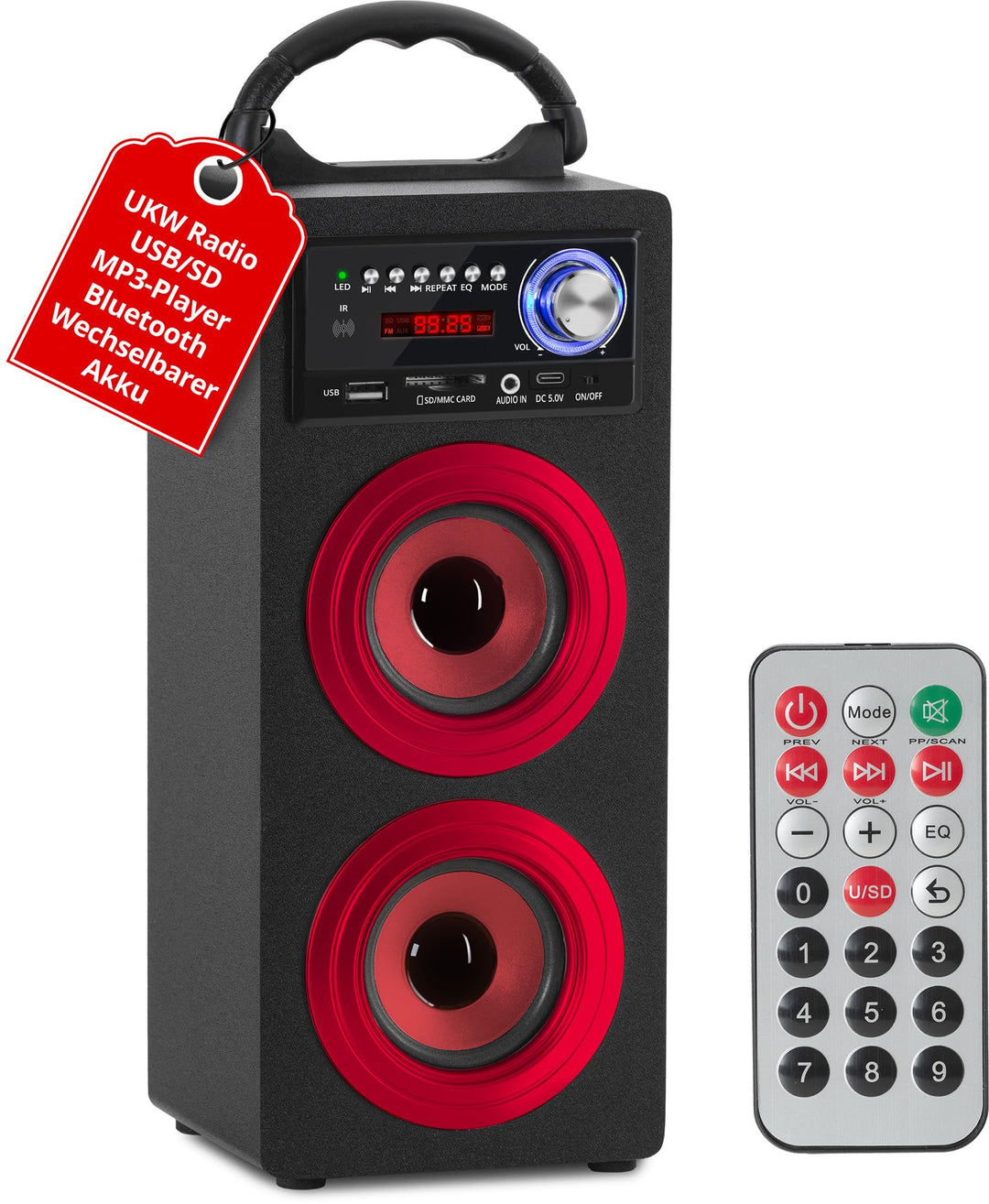 McGrey BS-20 Beachside Bluetooth Akku-Lautsprecher - Tragbare Musikbox mit Bluetooth, FM-Radio, USB/