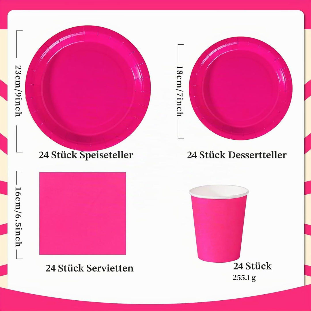 Nkaiso Rot Partygeschirr, 96 Stück Bunt Pappteller, Party Pappteller Becher Servietten Partyteller P