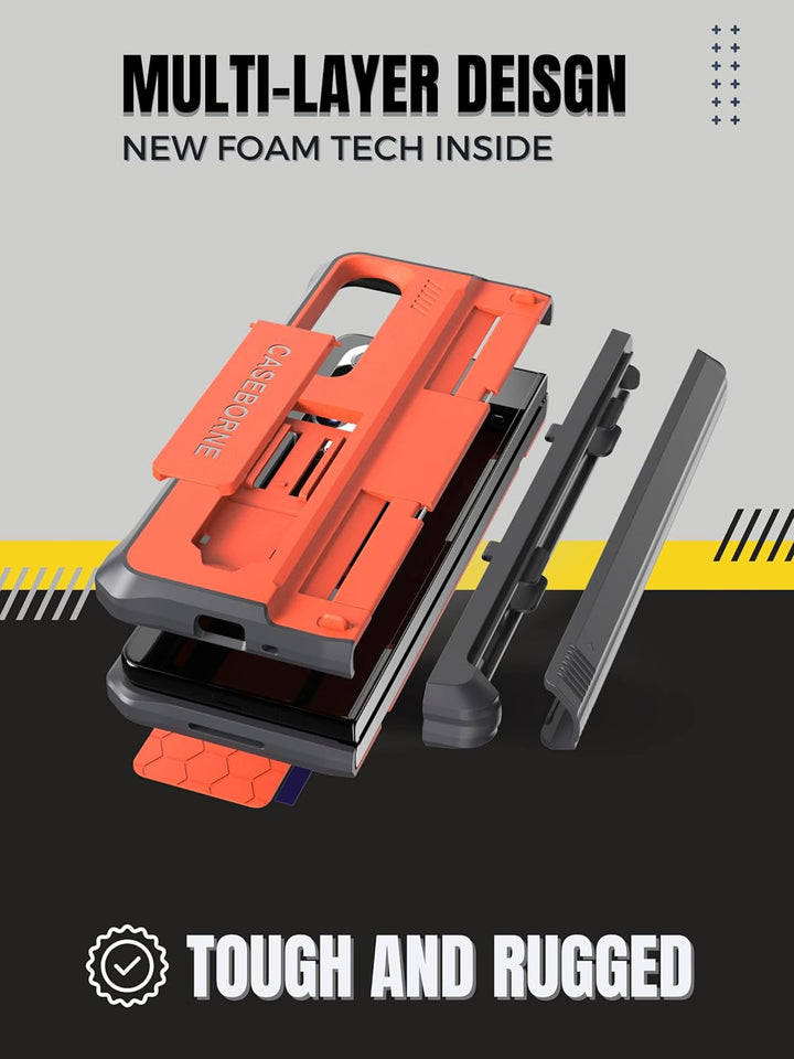 CaseBorne V Kompatibel mit Samsung Galaxy Z Fold 4 Case - Vollschutzhülle mit Semi-Auto Scharnier-Co