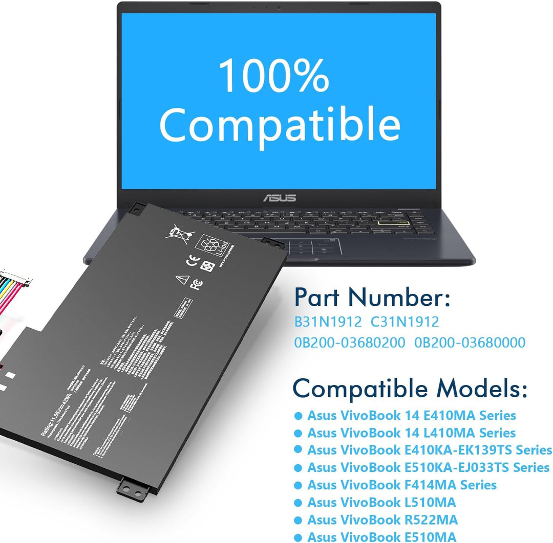 C31N1912 B31N1912 Laptop Akku kompatibel mit VivoBook 14 E410MA E410M E410MA-EK007TS E410MA-EK026TS