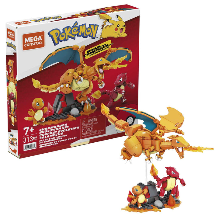 MEGA HFG06 - Mega Construx Pokémon Glumanda Evolutionsset, Konstruktionsspielzeug, Spielzeug ab 7 Ja