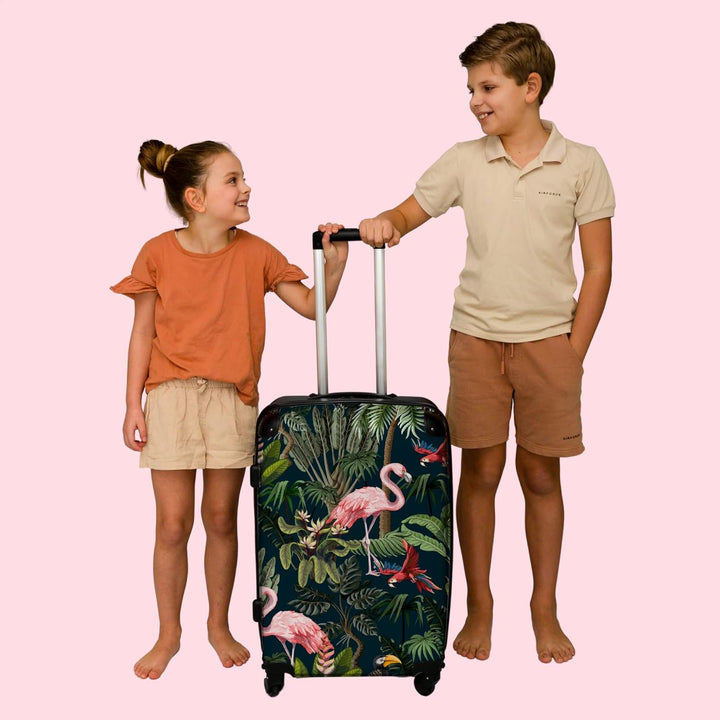 Koffer gross Trolley Rollkoffer Reisekoffer mit 4 Rollen Fotokoffer - Jungtiere - Muster - Kinder -