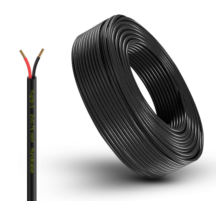 Fahrzeugleitung Anhängerkabel Rund oder Flach Kabel rot/schwarz 2X 0,75 1,0 1,5 mm² 2-adrig 6-24 Vol