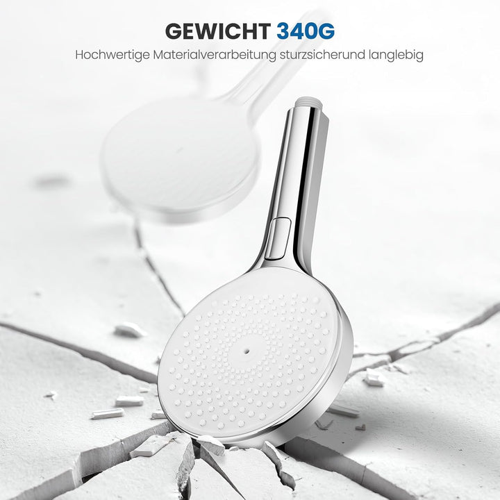 Auralum Hochdruck Duschkopf Wassersparend mit Schlauch 1.5m - Grosse 140mm Duschbrause Antikalk - Ha