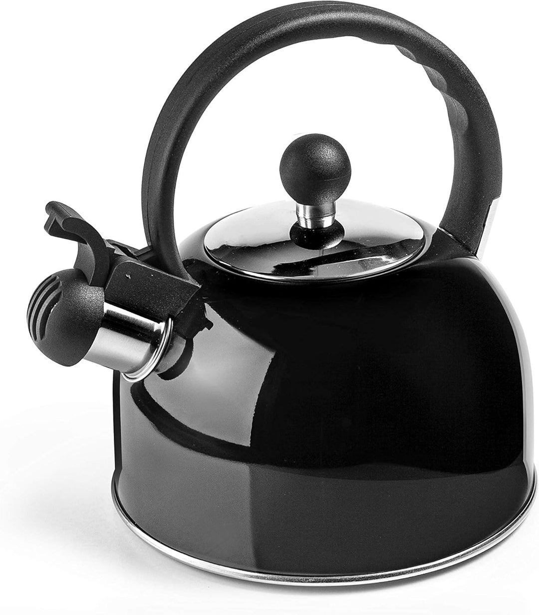 IBILI - Kaffeekocher, Pfeifton, Schwarz, 2,5 Liter, Edelstahl, für Induktionsherde geeignet, Schwarz
