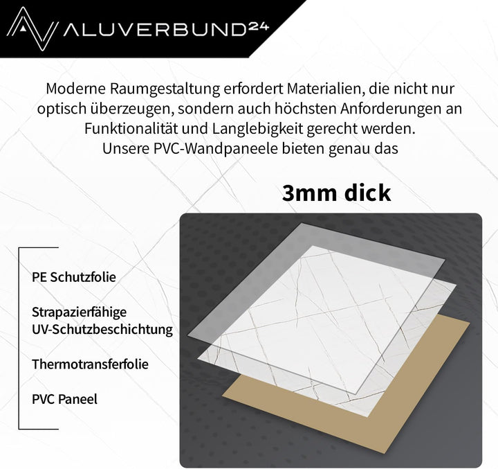 AMON Wandpaneele 122x244cm in Marmor- Granit-Optik (Anthrazit Grey) ideal als Duschrückwand Badrückw