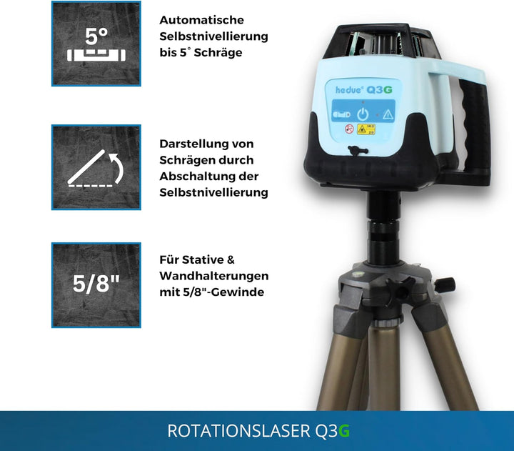 Rotationslaser hedue Q3G im systainer mit Empfänger E4, im systainer mit Empfänger E4