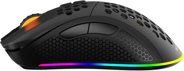 DELTACO GAMING DM220 Gaming-Maus drahtlose optische schwarz 7 Tasten 4800 DPI beleuchtet, wiederaufl