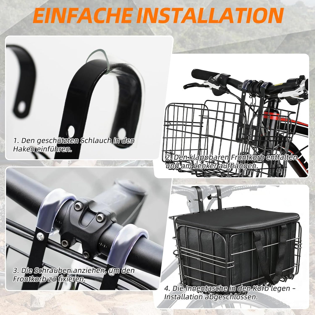 Fahrradkorb. Unisex-Fahrradkorb für vorne, abnehmbar, grosses Fassungsvermögen, geeignet für E-Bikes