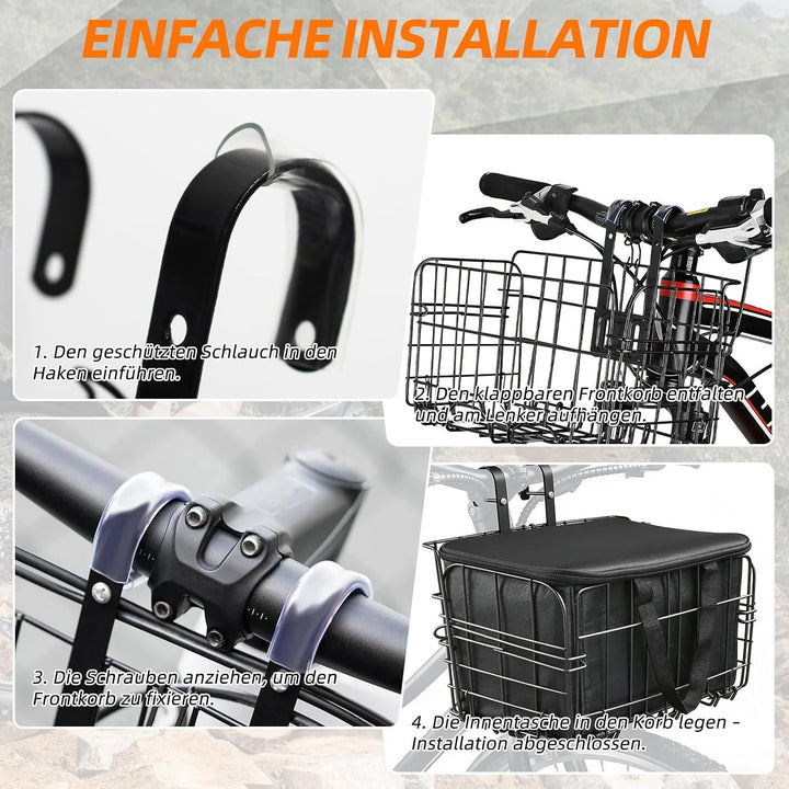 Fahrradkorb. Unisex-Fahrradkorb für vorne, abnehmbar, grosses Fassungsvermögen, geeignet für E-Bikes