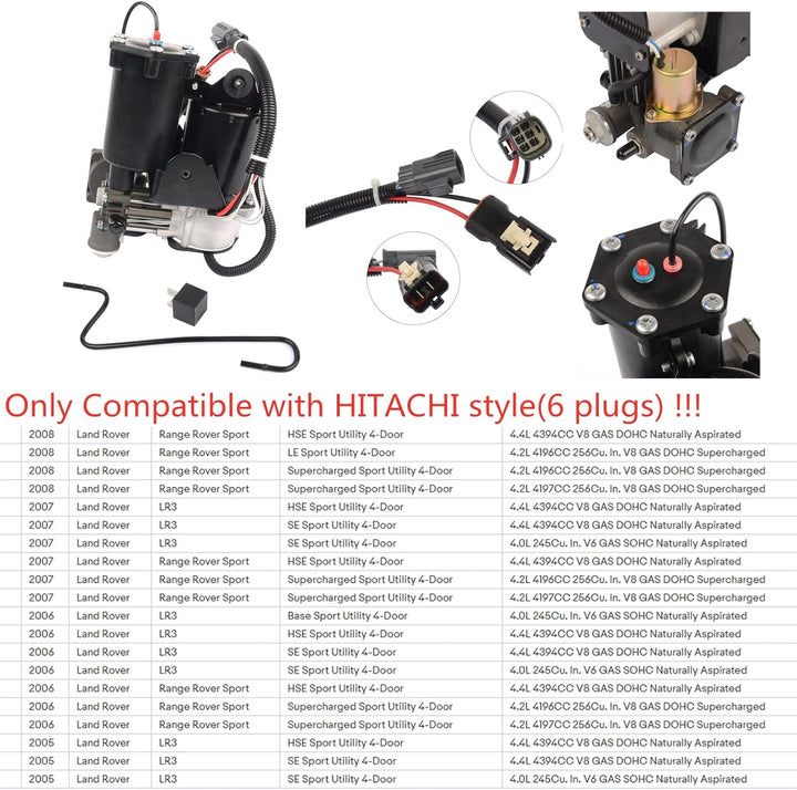 Bisenya Hitachi-System Luftfederung Kompressorpumpe und Relais Kompatibel mit Discovery 3 2004-2009,