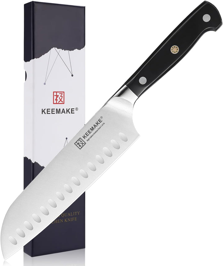 KEEMAKE Santoku Messer 17cm, Kochmesser profi messer aus deutschem Messerstahl, Scharfes Küchenmesse